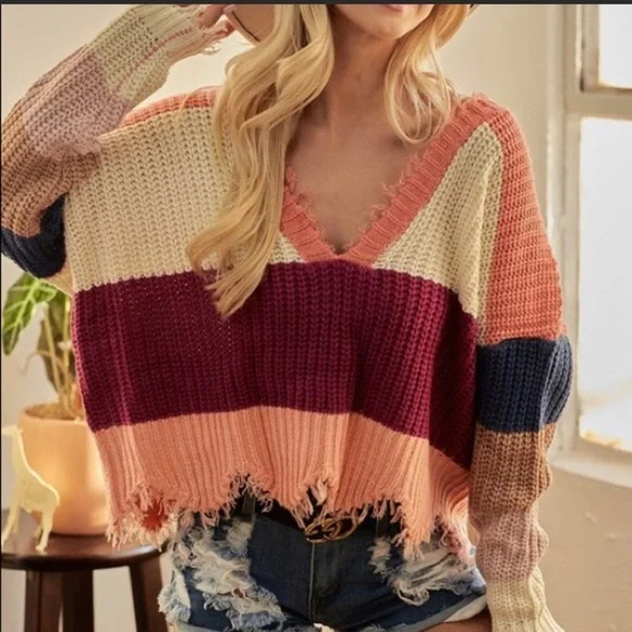 The TROUBLE MAKER Distressed V-Neck--LAST ONE ☝️ - Picture 2 of 4